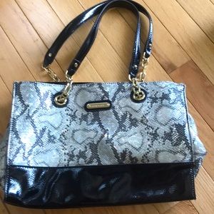 Anne Klein snake print leather handbag with gold hardware